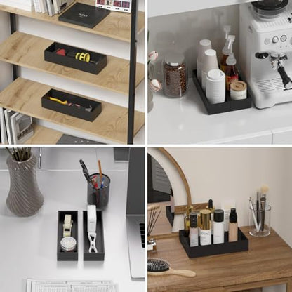 Lixple Bamboo Kitchen Drawer Organizer, 2 Pack, 10" x 3.5" x 2", Black