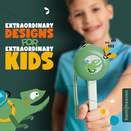 Bentoheaven Kids Utensils Set with Case, Reusable Fork & Spoon, Chameleon