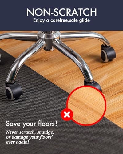 BARoyal Office Chair Mat for Hardwood Floor Under Desk Computer Rolling Chair Mat for Wood/Tile Floor Non-Slip Heavy Duty Desk Rug PVC Plastic Hard Floor Protector 36"x 55" (Espresso)