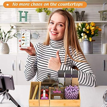 Bamboo Kitchen Drawer Organizer 9"x 3", Storage Box for Utensil Organizer