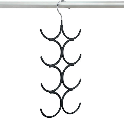 Yizhi Scarf Hanger Organizer Holder, No Snag Belt Rack Tie Hanger Sturdy 8 Hook Space Saving Closet Accessory Organizer for Scarves, Ties, Belts, Shawls, Pashminas and Jewelry (1, Black)