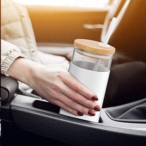 Tronco 20 oz Glass Tumbler with Lids and Straws, Reusable Iced Coffee Cups