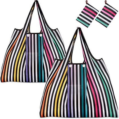 KINGMAS Reusable Grocery Bags, Eco-Friendly Folding Tote Shopping Bag fits in Pocket, Washable Waterproof Nylon Pouch Bags