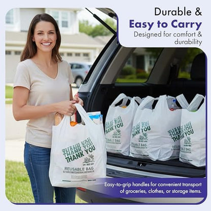 2.25 Mil Reusable Plastic Grocery Bags | PACK OF 200 12" x 7" x 22"