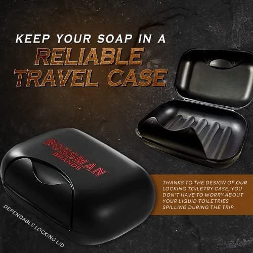 Bossman Travel Soap Container - (Black) Travel Soap Case with Snap-Lock Lid