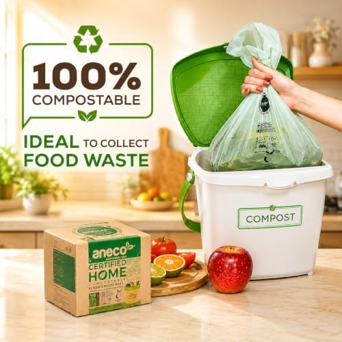 (Include 10 Bonus Bags) ANECO 100% Compostable Waste Bags 2.6 Gallon