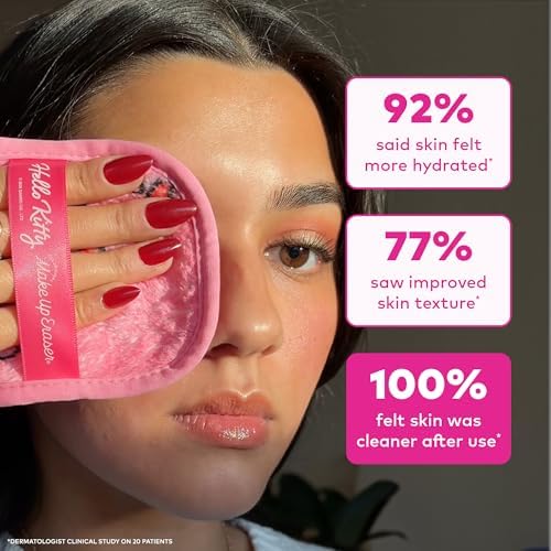 The Original MakeUp Eraser 7-Day Set, Erase All Makeup with Just Water, Including Waterproof Mascara, Eyeliner, Foundation, Lipstick, Sunscreen, and More! Hello Kitty Cutie Pie, 7ct.