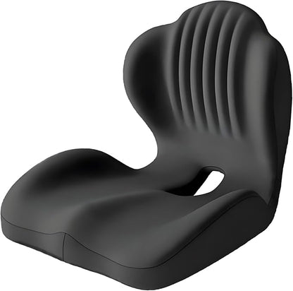 Seashell Memory Foam Seat Cushion -for Office Chair, Truck seat, Car Seat, Airplane Back Support & Sciatica Relief & Tailbone & Coccyx Pain Relief for Long Sitting and Driving(Black)