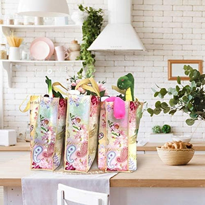 NymphFable Dragonfly Shopping Bags, 6 Pack Reusable Grocery Tote Bag 50LBS