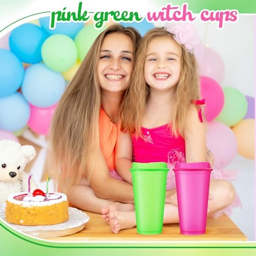 Honeydak 45 Pack 16 oz Reusable Coffee Cups with Lids Water Bottle Iced Coffee Travel Mug Reusable Portable Plastic Tea Tumblers Bulk for Hot and Cold Drinks Birthdays Party(Stylish,Glitter)