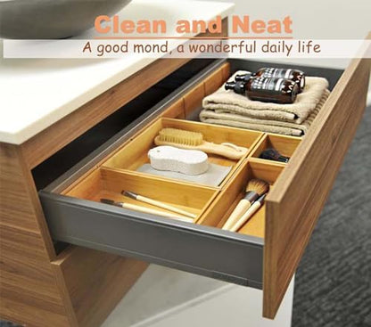 Bamboo Drawer Oragnizer Box, Kitchen Seasoning Organizer Tray, Tableware Knife Fork Organizer Box, Home Drawer Sorting Box, Bamboo 12"*4"