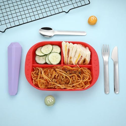 DEVICO Utensils for Lunch Box, 4Pcs Travel Silverware Set with Case, Purple