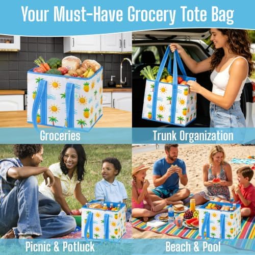 VENO 3 Pack Reusable Grocery Shopping Bags Utility Tote w/Sturdy Handles