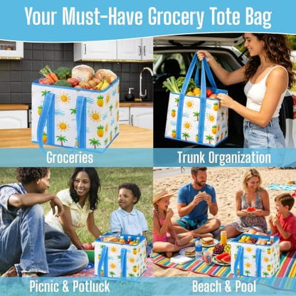 VENO 3 Pack Reusable Grocery Shopping Bags Utility Tote w/Sturdy Handles