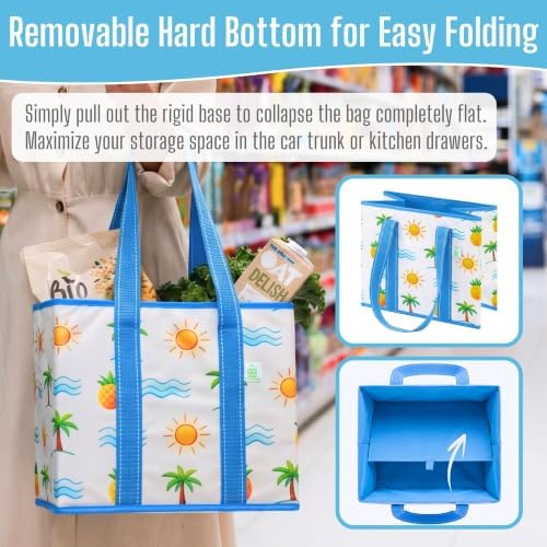 VENO 3 Pack Reusable Grocery Shopping Bags Utility Tote w/Sturdy Handles