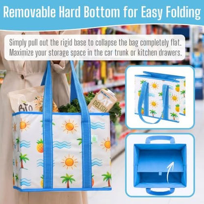 VENO 3 Pack Reusable Grocery Shopping Bags Utility Tote w/Sturdy Handles