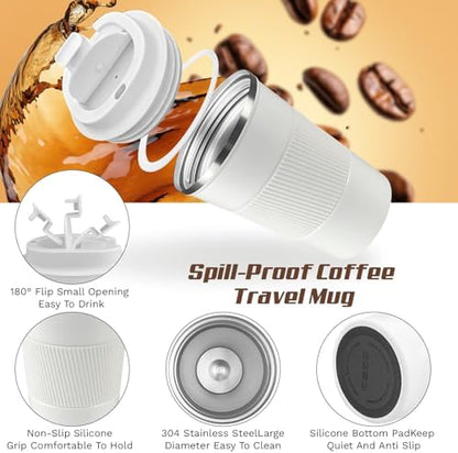 Vacuum Insulated Stainless Steel Travel Coffee Mug,Leak Proof Cup with Lid