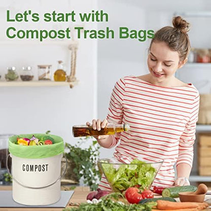 1.6 Gallon Compostable Trash Bags, 150 Count Kitchen Food Scrap