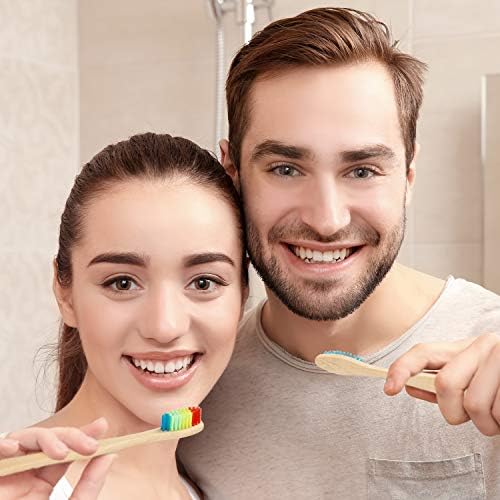 Boao 40 Pieces Bamboo Toothbrushes Charcoal Toothbrush Bamboo Toothbrushes with BPA-Free Nylon Bristles(Multi-Color)
