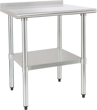 HARDURA Stainless Steel Table Prep & Work Table 24 x 36 Inches NSF Heavy Duty Commercial with Undershelf and Backsplash for Restaurant Kitchen Home and Hotel