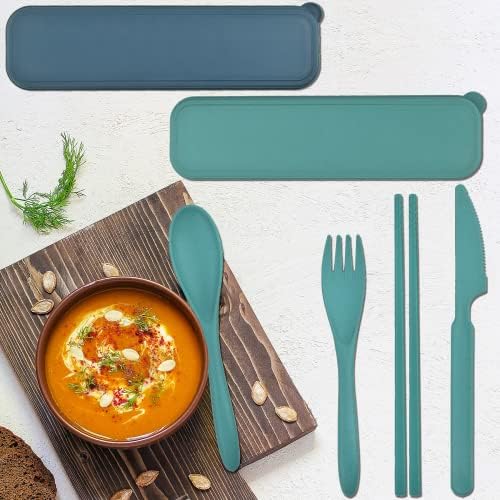 2 Sets Reusable Utensils Set with Case, Standard Travel Cutlery Set