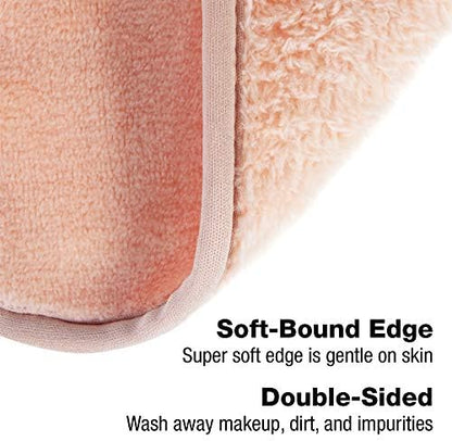 Eurow Reusable Makeup Remover Cloths, Soft Microfiber Face Towels for All Skin Types, Chemical-Free, Protective, Machine Washable, Gentle & Effective Facial Cleansing, 8"x16", Coral, 2-Pack