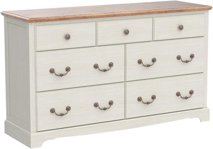 T4TREAM 7 Drawers Dresser Chests for Bedroom, Wood Vintage Chests of Drawers, Rustic Dressers Chset Organizer for Bedroom, Living Room, Hallway, Antique White