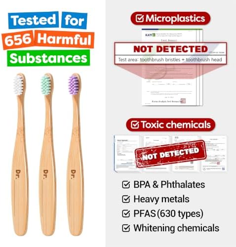 Dr. Noah Microplastic-Free Bamboo Kids Toothbrush, Dentist Designed, Age 4+