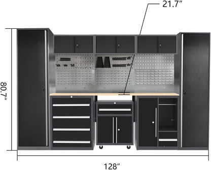 JZD Metal Garage Tool Cabinet Set, Heavy Duty, Included Rolling Chest, for Auto Repair Shop Basement Factory