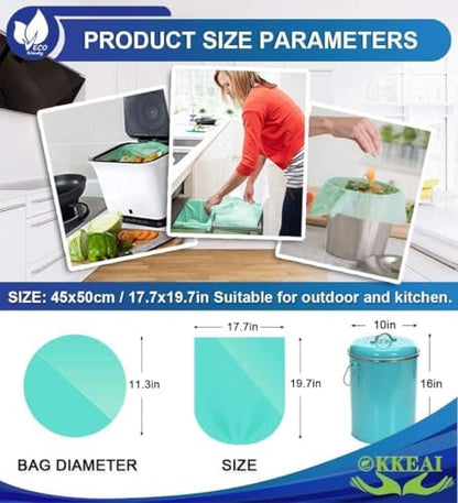 OKKEAI Small Trash Bags 3 Gallon, Light Green Wastebasket Liners, 120 Count