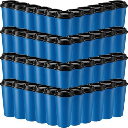 Honeydak 45 Pack 16 oz Reusable Coffee Cups with Lids Water Bottle Iced Coffee Travel Mug Reusable Portable Plastic Tea Tumblers Bulk for Hot and Cold Drinks Birthdays Party(Classic,Navy Blue)