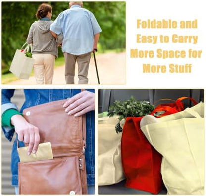 50pcs Reusable Grocery Bags with Handles Non Woven Shopping Tote Bags Bulk