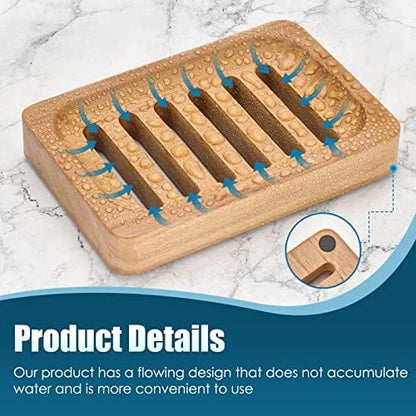 DEBETOOL 2-Pack Teak Wood Soap Dish, Waterproof Self Draining Bar Soap