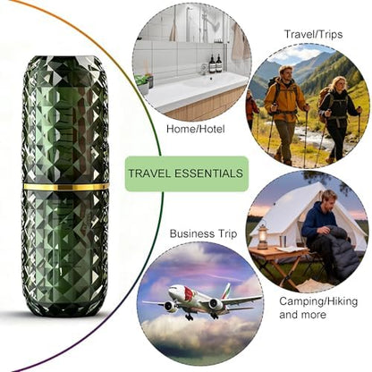 Travel Toothbrush and Toothpaste Case: 2 in 1 Toothbrush Travel Case with Rinse Cups, Dustproof Toothbrush Holder for Traveling, Camping, School Dorm, Office, Gym, Business Trip