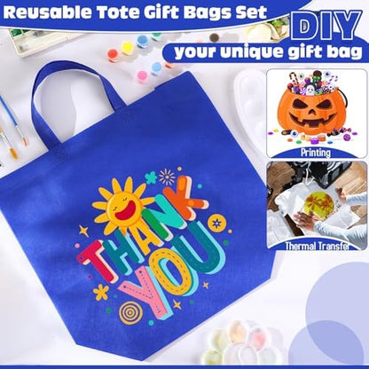 Windyun Reusable Grocery Bags Large Non Woven Shopping Bags with Handles Foldable Portable Tote, 16x6x12 Inch