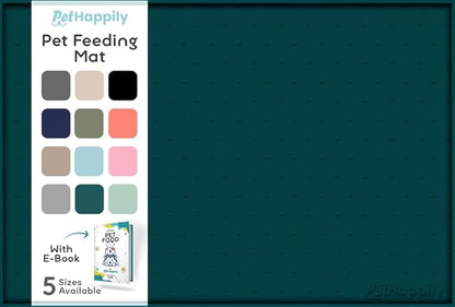 PetHappily Dog Food Mat - Raised Edges Dogs Mat for Food and Water Prevent Spill, Waterproof Cat Food Mats Protect Floors, Easy Clean Dog Bowl Mats for Food and Water, Silicone Pet Food Tray