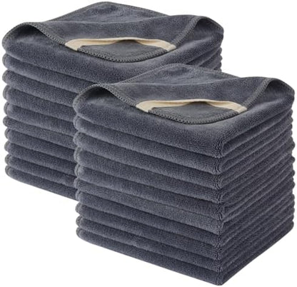 Microfiber Facial Cloths Fast Drying Washcloth 12inch x 12inch Grey 20 pack
