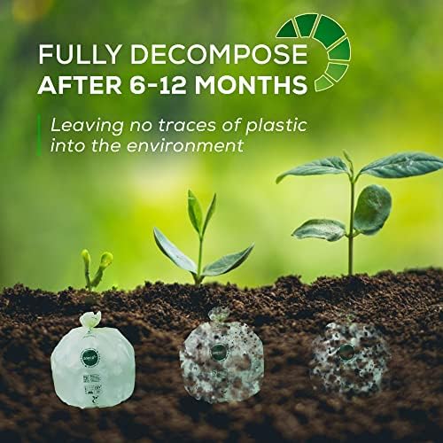 ANECO 100% Compostable Waste Bags 2.6 Gallon (Flat Top Bags, 50 Count)