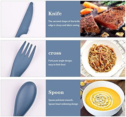 4 Sets Travel Utensils with Case, Reusable Cutlery Set for Lunch Box