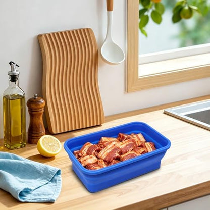 Extra Large Collapsible Silicone Food Storage Containers with Lids, Set of 2 Foldable Lunch Boxes 82.8oz + 60.2oz, for Kitchen, Travel, Camping, BPA Free
