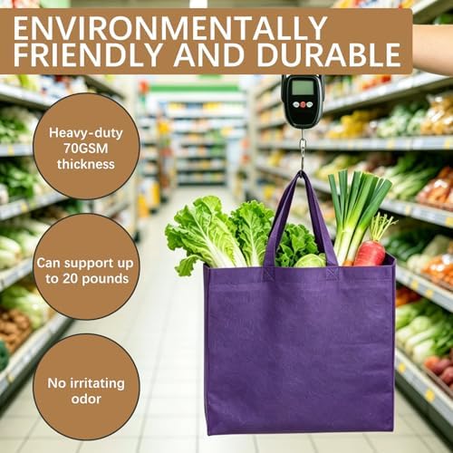 Reusable Grocery Bags 12.6 * 6.3 * 11.8 in - Non Woven Totes Bag with Reinforced Handles, Shopping Bags Bulk