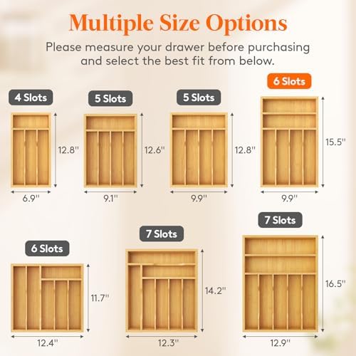 Lifewit Bamboo Silverware Tray for Drawer, 9.9 x 15.5