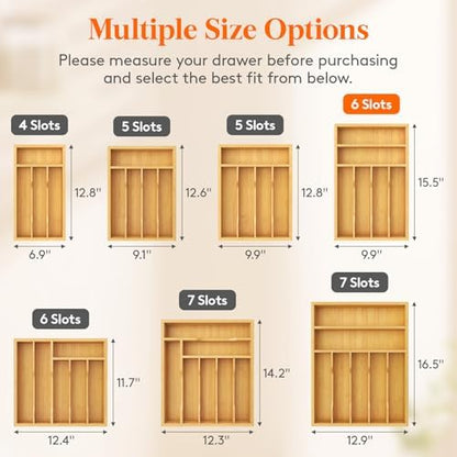 Lifewit Bamboo Silverware Tray for Drawer, 9.9 x 15.5