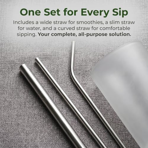 9 Pcs Portable Utensils Set Metal Straws Travel Cutlery Case Fork Spoon
