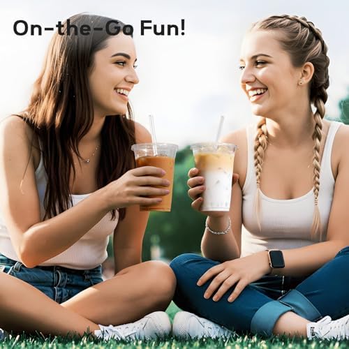 AOZITA 100 Pack - 16 oz Clear Plastic Cups with Lids and Straws, Food Safe Disposable Iced Coffee Cups for Cold Beverages, Smoothies, Iced Coffee, Leak-Proof, BPA-Free