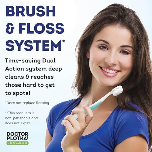 MOUTHWATCHERS Soft Manual Toothbrush, Adults, Flossing Bristles, Turquoise