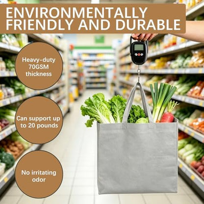 Reusable Grocery Bags 12.6 * 6.3 * 11.8 in - Non Woven Totes Bag with Reinforced Handles, Shopping Bags Bulk