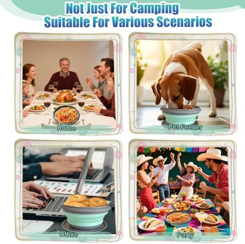 Collapsible Camping Bowl with Lid, Foldable Food Container