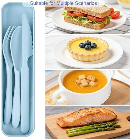 Wheat Straw Travel Utensils, BPA Free Reusable Fork Spoon Knife with Case
