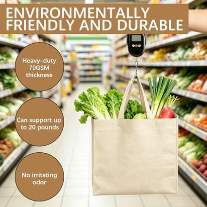 Reusable Grocery Bags 12.6 * 6.3 * 11.8 in - Non Woven Totes Bag with Reinforced Handles, Shopping Bags Bulk